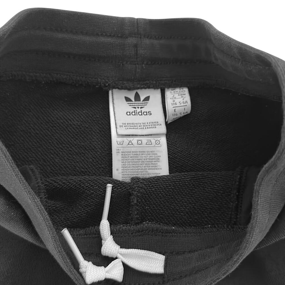 Adidas 3 Stripe Black White Cotton Shorts Size Youth Girl's XS (5/6) - Picture 4 of 4